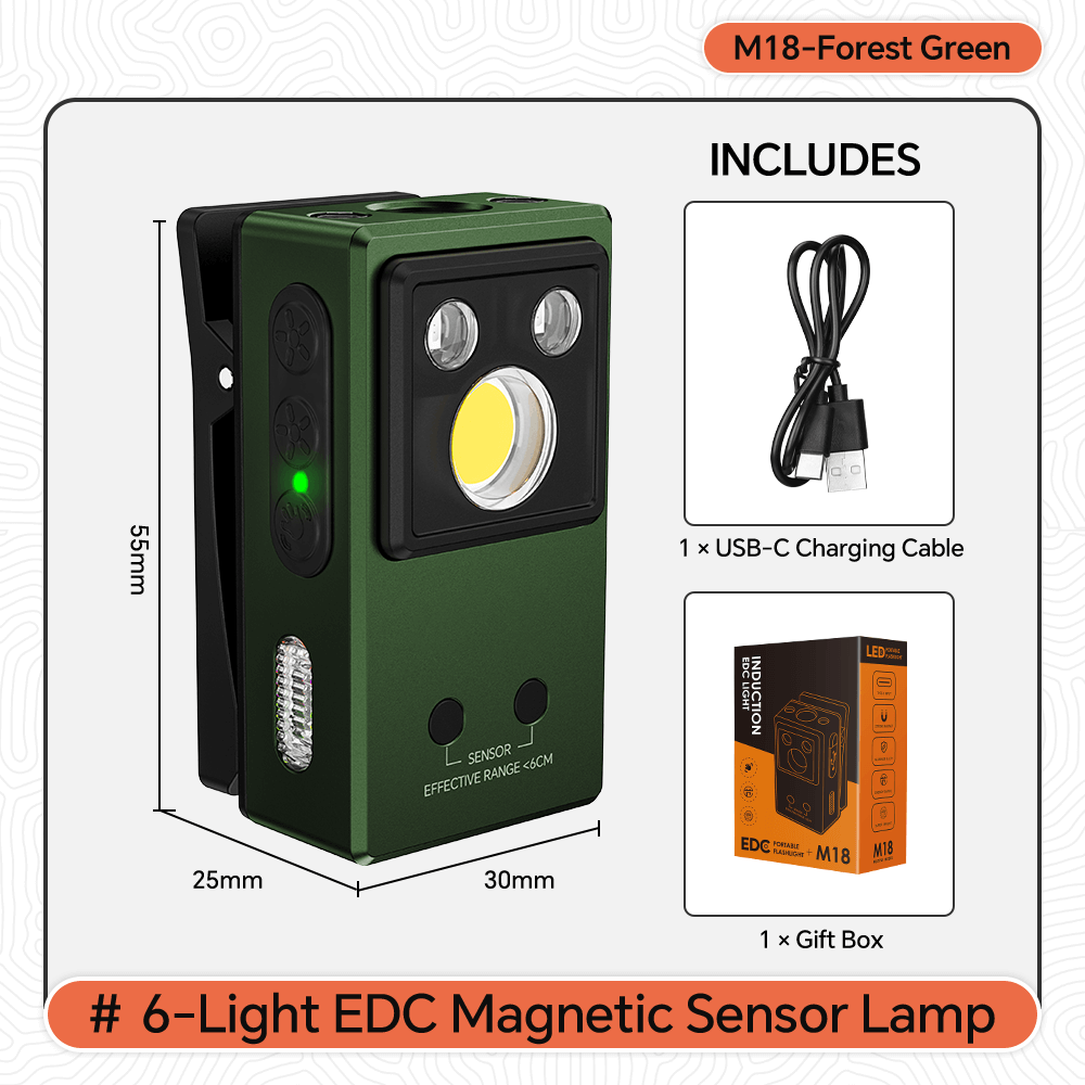 M8 Magnetic Sensor Rechargeable Multi-Light EDC clip-on lamp flashlight
