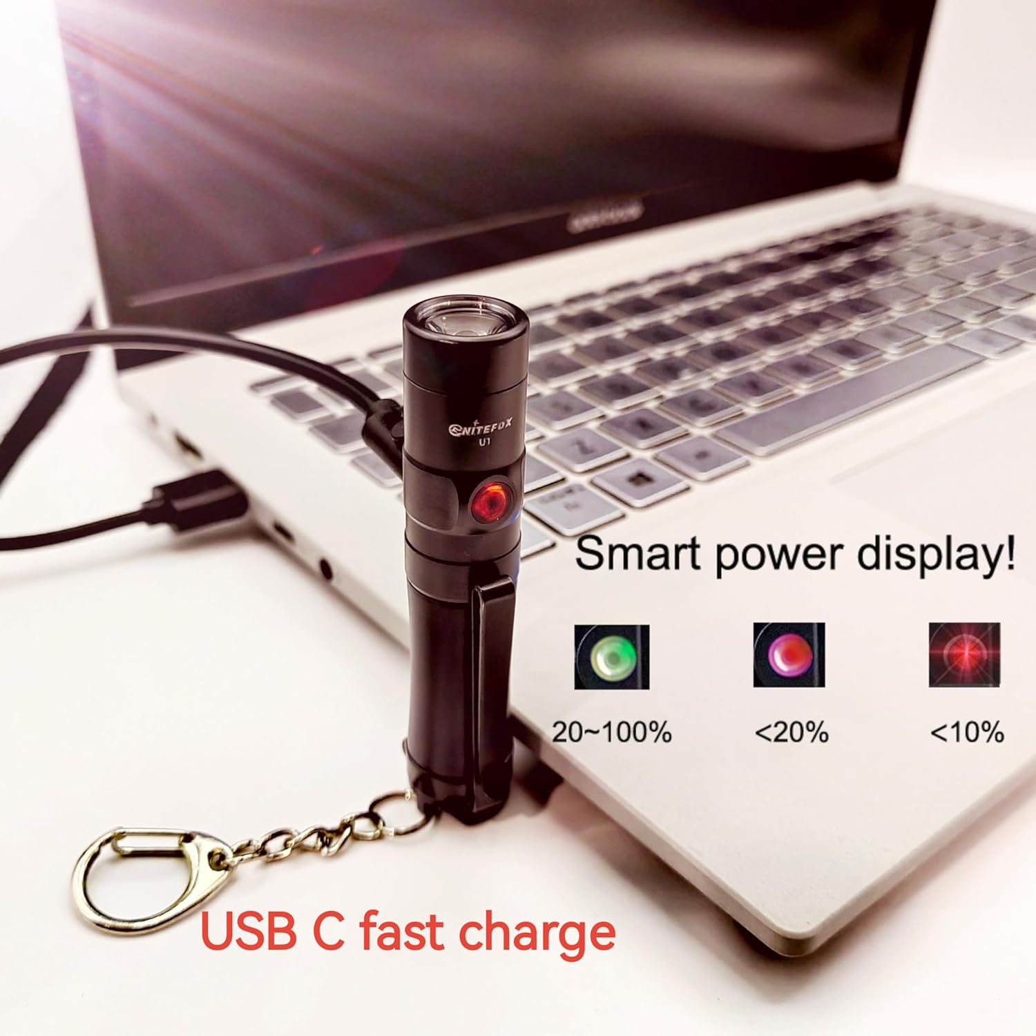 U1 10440 迷你可充电钥匙扣 EDC 手电筒