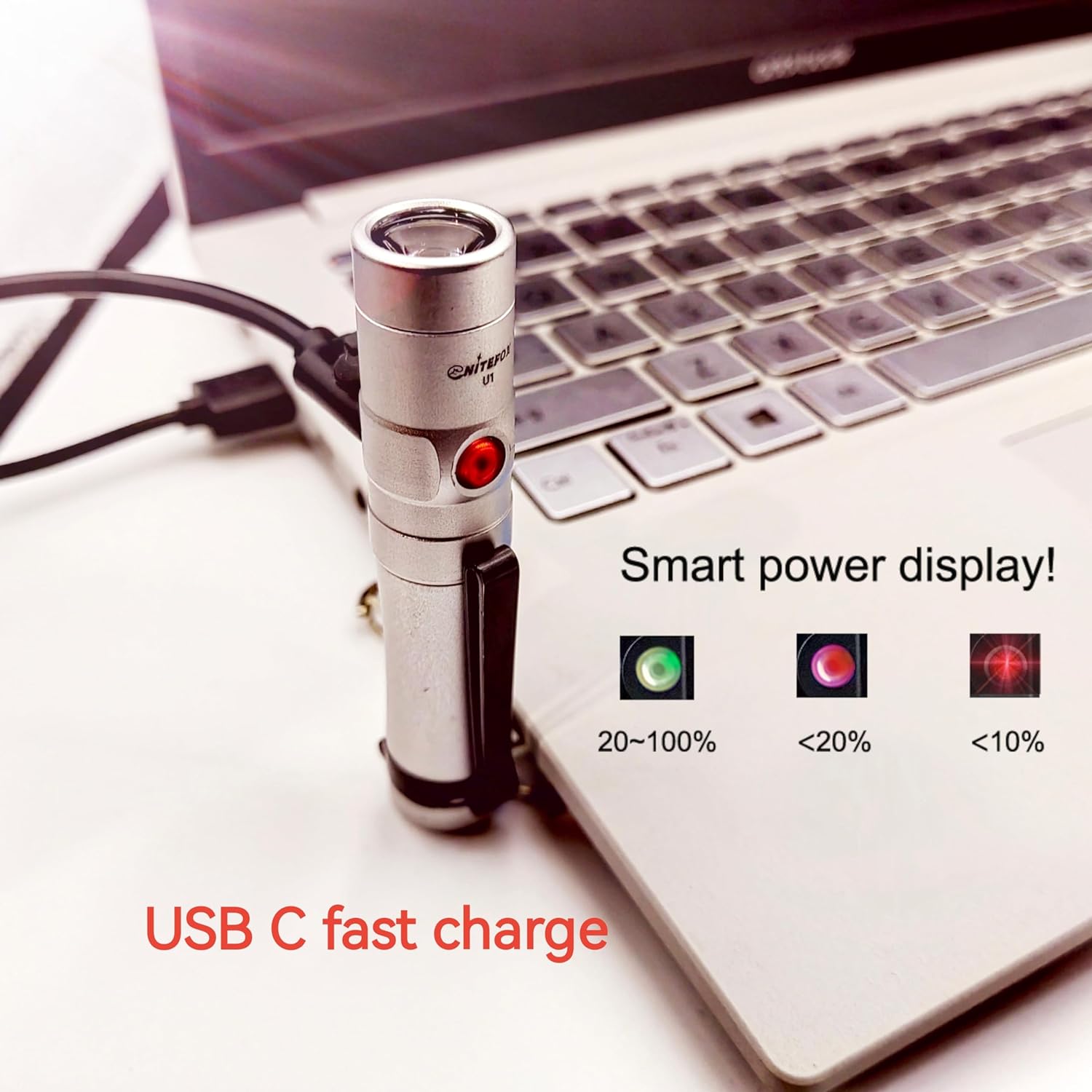 U1 10440 迷你可充电钥匙扣 EDC 手电筒