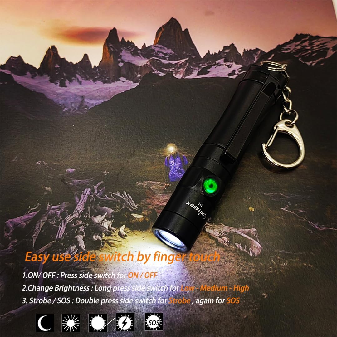 U1 10440 迷你可充电钥匙扣 EDC 手电筒